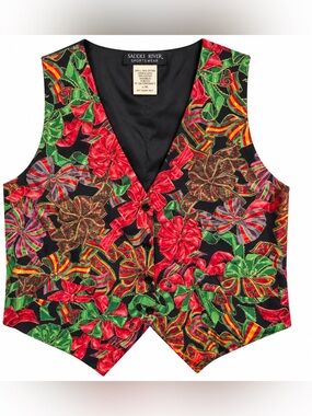 Vintage Saddle River Christmas Bow Vest L/XL Cotton Holiday Novelty